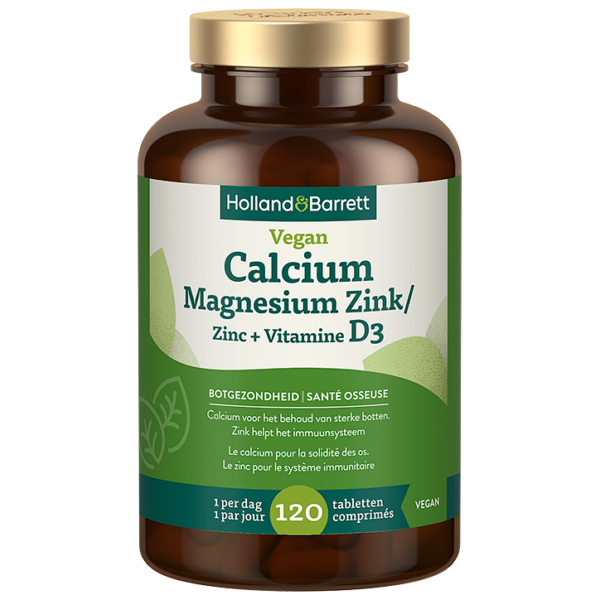 Holland & Barrett Vegan Calcium Magnesium Zink + Vitamine D3 - 120 tabletten
