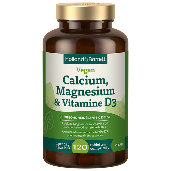 Holland & Barrett Vegan Calcium, Magnesium + Vitamine D3 - 120 tabletten