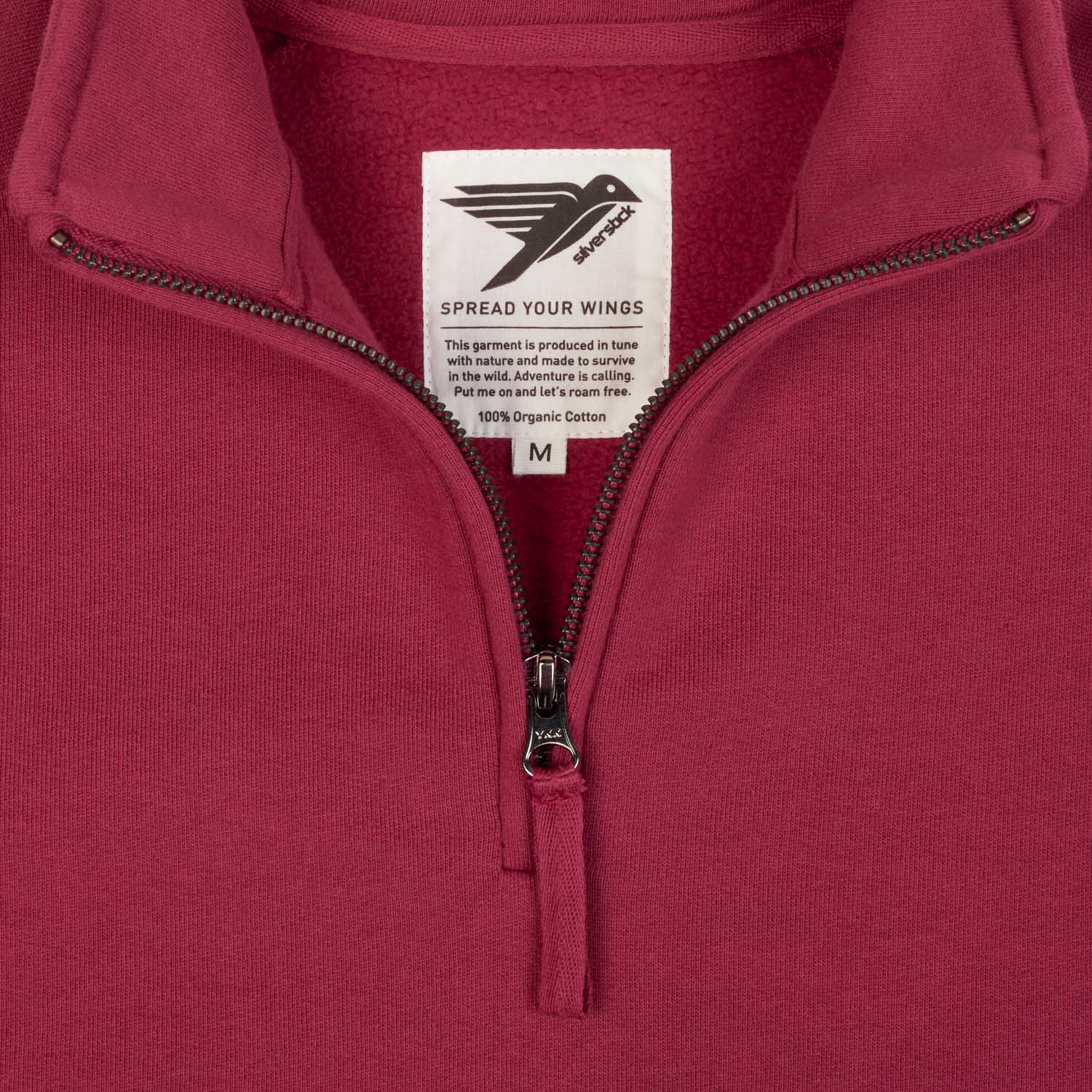 Silverstick Womens Organic Cotton Quarter Zip Sweat Erin Beaujolais - Afbeelding 3